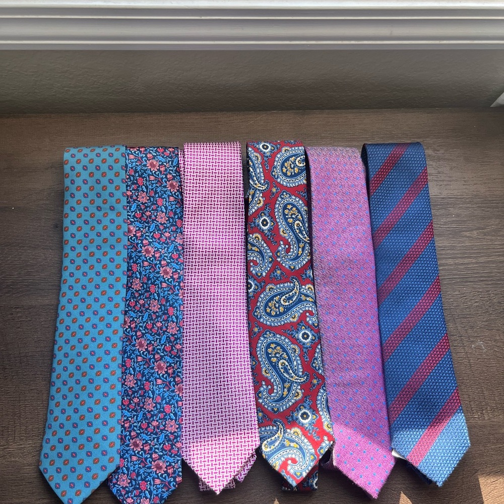 Set of 6 Silk Ties / Made in Italy / 100% Silk